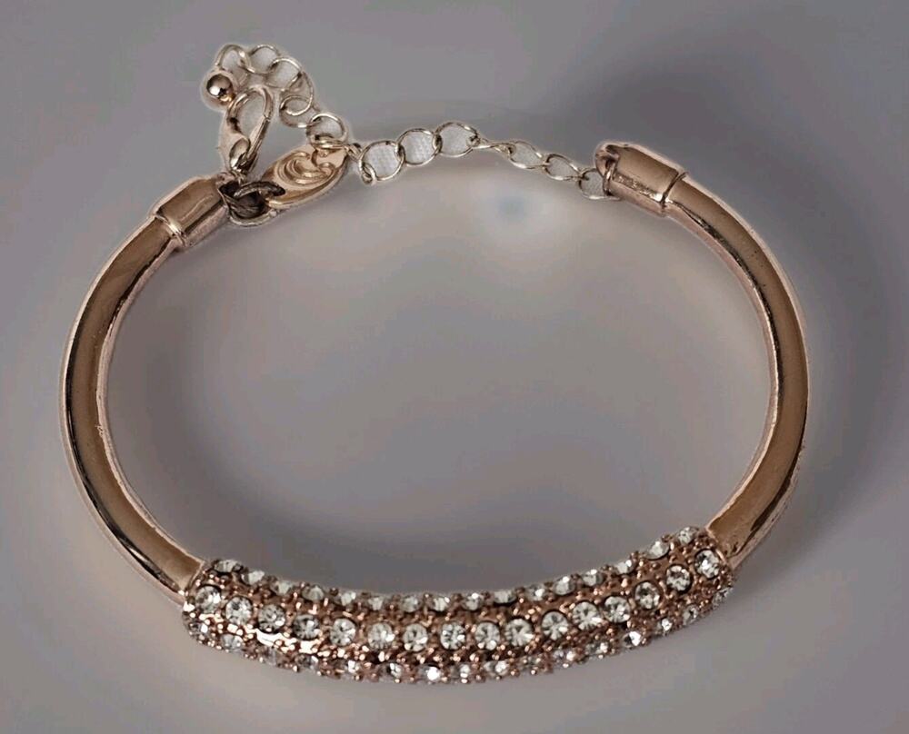 "GUESS" WOMEN'S ROSEGOLD W/RHINESTONES BANGLE BRACELET 7"